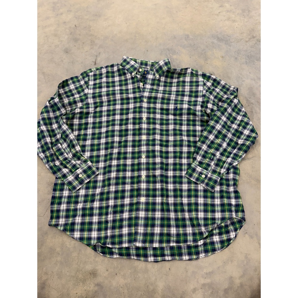 Polo Ralph Lauren Flannel Shirt Mens 1XB Multi Plaid Button Front Performance